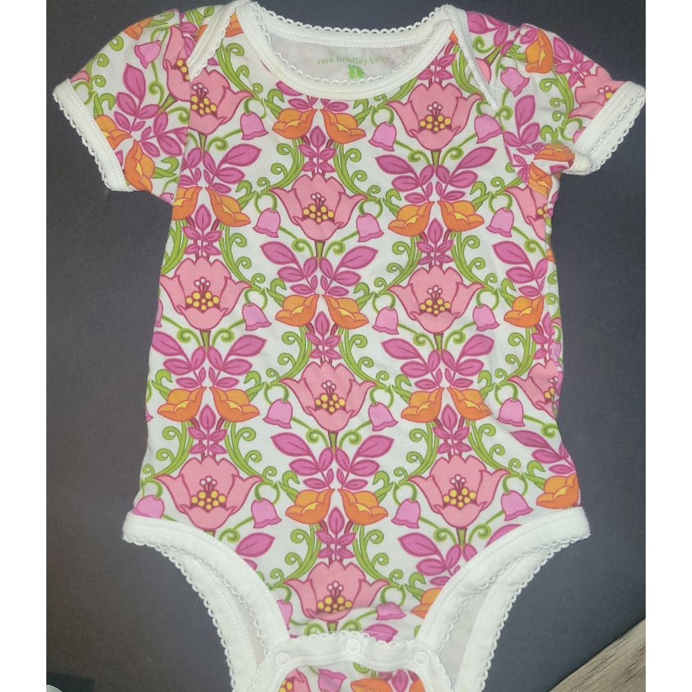 Vera Bradley Baby Floral Print Cotton Bodysuit Onesie 6-9 Months‎